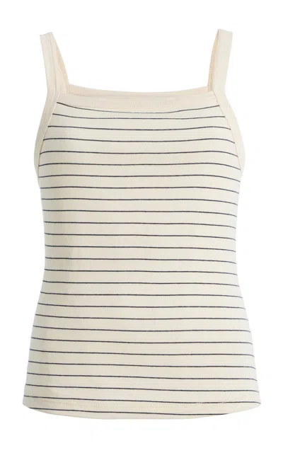 Leset Nando Square-neck Striped Cotton Tank Top In Neutral