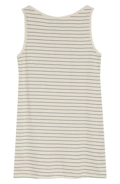 Leset Nando Stripe Boatneck Cotton Minidress In Neutral