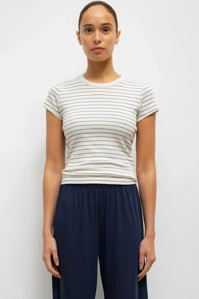 Leset Nando Stripe Slim Fit Tee In White