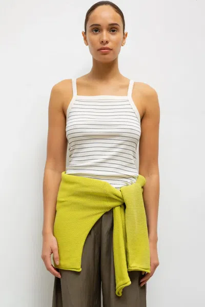 Leset Nando Stripe Square Neck Tank In White