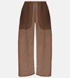 Leset Niko Ramie Cropped Barrel-leg Pants In Brown