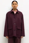 Leset Noah Button Down Jacket In Purple