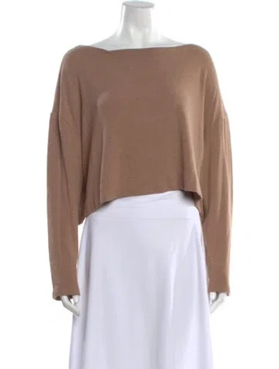 Pre-owned Leset Off-the-shoulder Long Sleeve Crop Top In Neutral