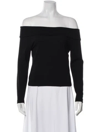 Pre-owned Leset Off-the-shoulder Long Sleeve Top In Black