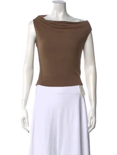 Pre-owned Leset Off-the-shoulder Sleeveless Top In Brown/neutrals
