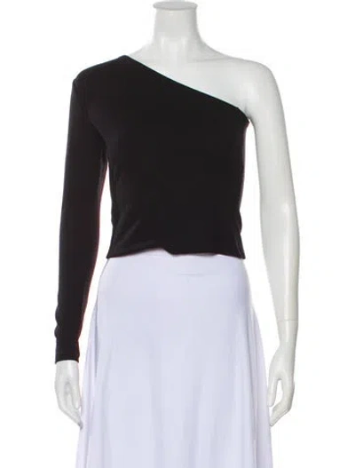 Pre-owned Leset One-shoulder Long Sleeve Top In Black