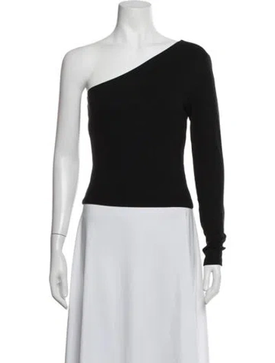 Pre-owned Leset One-shoulder Long Sleeve Top In Black