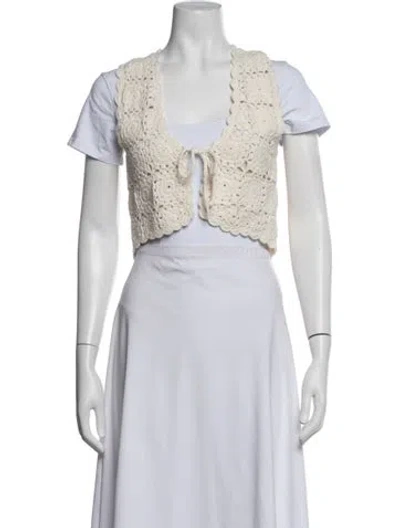 Pre-owned Leset Open Front Sweater In White