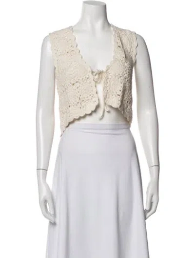 Pre-owned Leset Patterned V-neck Sweater W/ Tags In Neutrals