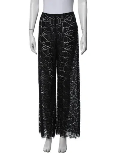 Pre-owned Leset Patterned Wide Leg Pants W/ Tags In Black
