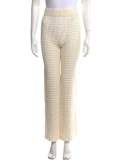 Pre-owned Leset Patterned Wide Leg Pants In White