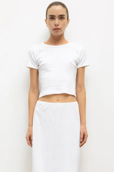 Leset Pointelle Baby Tee In White