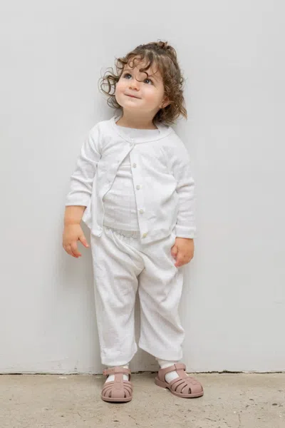 Leset Pointelle Bebe Pant In White