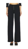 Leset Boxer Pointelle-knit Cotton Wide-leg Pants In Black