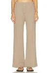 Leset Pointelle Boxer Straight-leg Pants In Brown