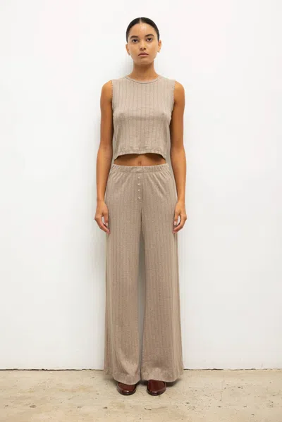 Leset Pointelle Boxer Pant In Brown