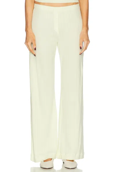 Leset Boxer Pointelle-knit Cotton Wide-leg Pants In Canary