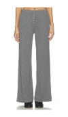 Leset Pointelle Cotton Wide-leg Pants In Gray