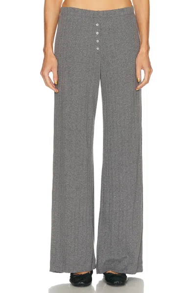 Leset Pointelle Cotton Wide-leg Pants In Gray
