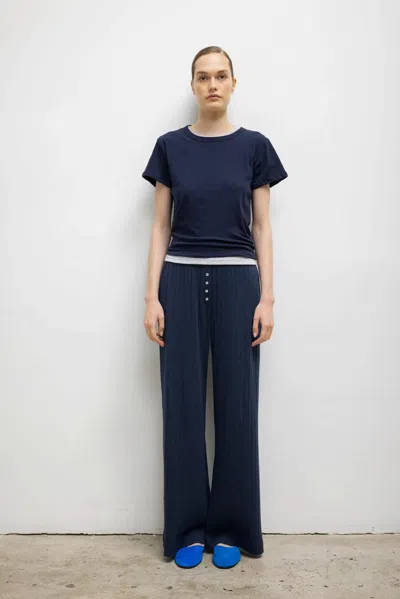Leset Pointelle Boxer Pant In Blue
