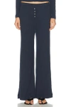 Leset Pointelle Boxer Pants In Blue