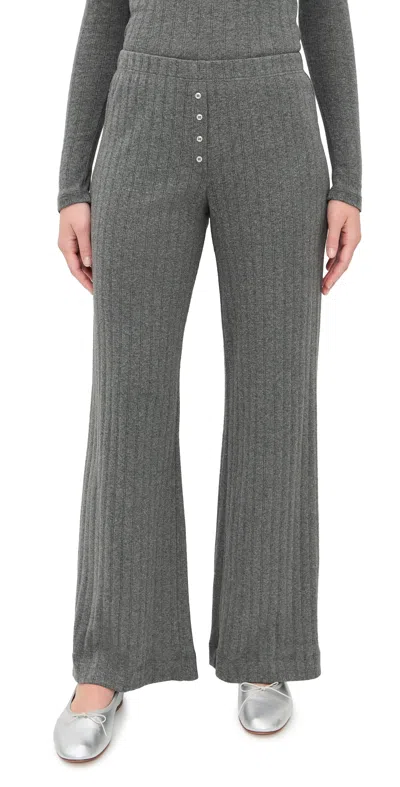 Leset Pointelle Boxer Pants Granite In Gray