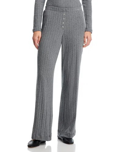 Leset Pointelle Cotton Wide-leg Pants In Gray