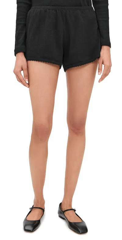 Leset Pointelle Boxer Shorts Black