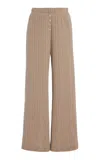 Leset Pointelle Boxer Straight-leg Pants In Neutral