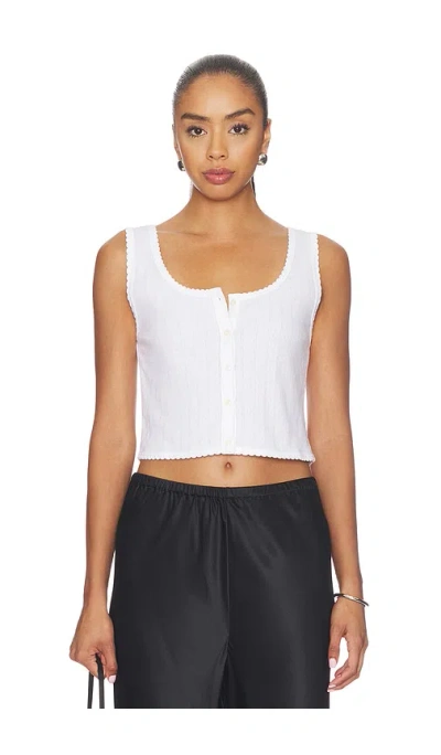Leset Pointelle Button Down Tank In White