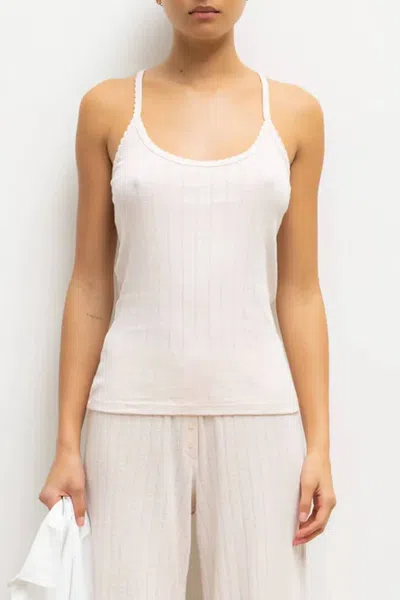 Leset Pointelle Cami Top In Pink In White