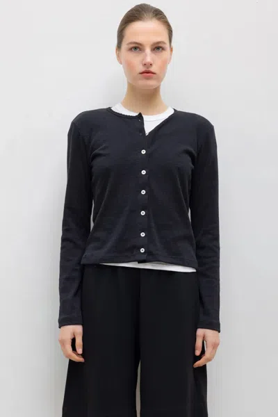 Leset Pointelle Classic Cardigan Ii In Black