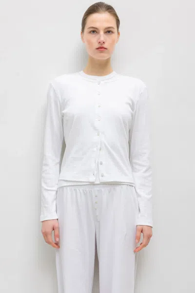 Leset Pointelle Classic Cardigan Ii In White