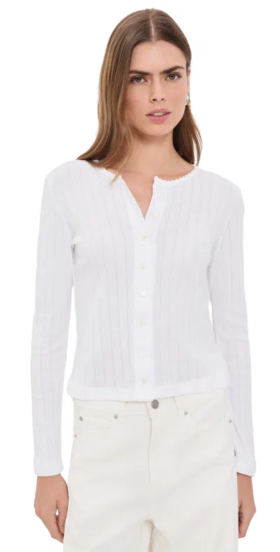 Leset Pointelle Classic Cardigan White
