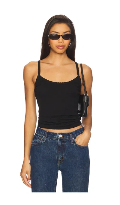 Leset Pointelle Classic Tank Top In Black