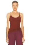 Leset Pointelle Classic Tank Top In Brown