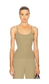 Leset Pointelle Classic Tank Top In Brown