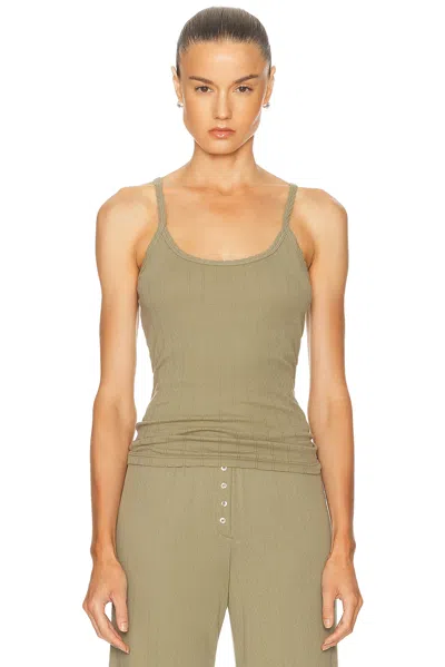 Leset Pointelle Classic Tank Top In Green
