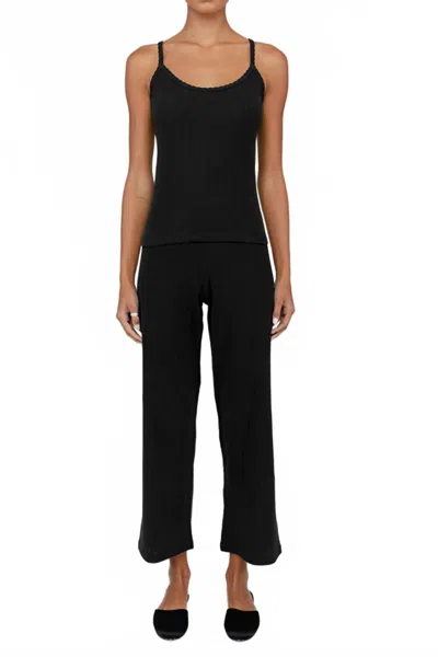 Leset Pointelle Classic Tank Top In Black