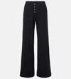 Leset Boxer Pointelle-knit Cotton Wide-leg Pants In Black