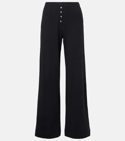 LESET POINTELLE COTTON JERSEY WIDE-LEG PANTS