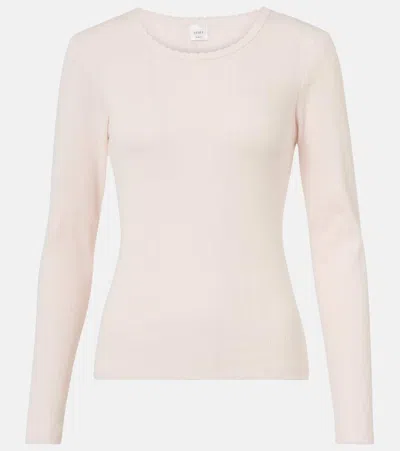 Leset Pointelle Cotton T-shirt In Pink