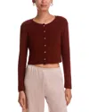 Leset Pointelle Crop Cardigan In Brown