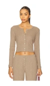 Leset Pointelle Crop Cardigan In Multi