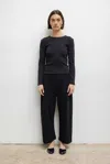 Leset Pointelle Crop Wide Leg Pant In Black