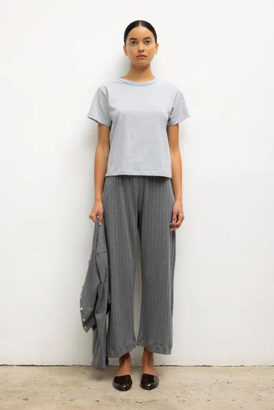 Leset Pointelle Crop Wide Leg Pant In Gray