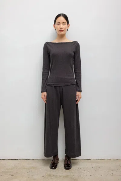 Leset Pointelle Crop Wide Leg Pant In Gray