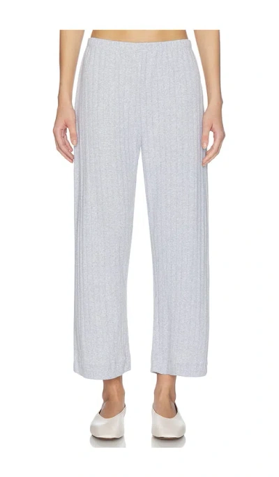 Leset Pointelle Crop Wide Leg Pant In Light Grey Melange