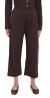 Leset Pointelle Crop Wide Leg Pants Choco In Brown