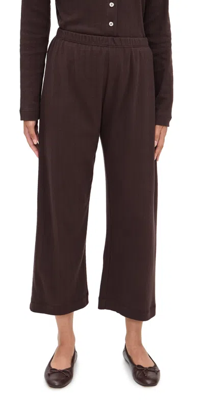 Leset Pointelle Crop Wide Leg Pants Choco In Brown